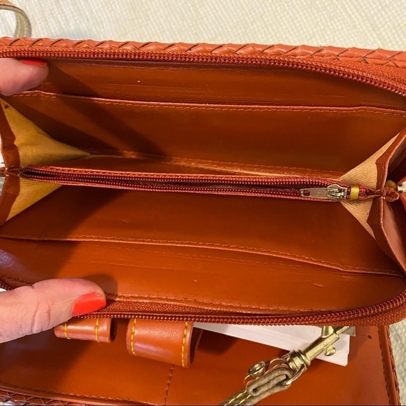 Tri Tone Crossbody Wallet Organizer Six Ring Note paper Brown Black Taupe - Picture 5 of 13